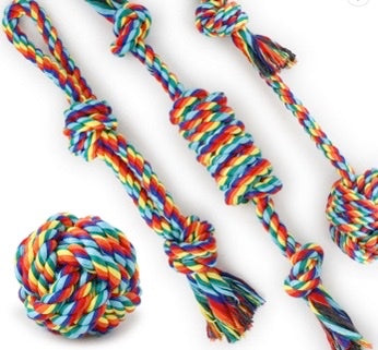 Small - Medium Dog Rainbow Chew Ropes - 4 Pack