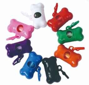 Poop Bag Containers w Clip & Free Roll of Bags